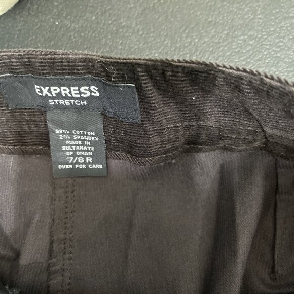 Express Stretch Y2K Dress Pants Womens Size 7/8 Brown Corduroy Wide Leg Career - Picture 6 of 7